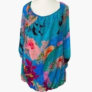 City Chic Multicolored Floral Off‎ the Shoulder Top